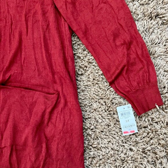 Style & Co Women's Plus Size Red Wrap Inspired Sweater 2X Ribbed NWT - Picture 2 of 4